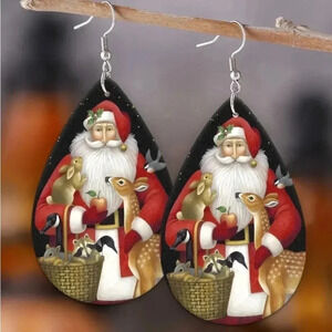Faux Leather Christmas Santa Earrings